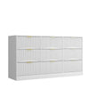 Gilly Wide Dresser | 9 Drawers | Wavy Front Panels | White Wood