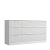 Gilly Wide Dresser | 9 Drawers | Wavy Front Panels | White Wood