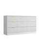 Gilly Wide Dresser | 9 Drawers | Wavy Front Panels | White Wood