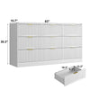 Gilly Wide Dresser | 9 Drawers | Wavy Front Panels | White Wood