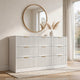 Gilly Wide Dresser | 9 Drawers | Wavy Front Panels | White Wood