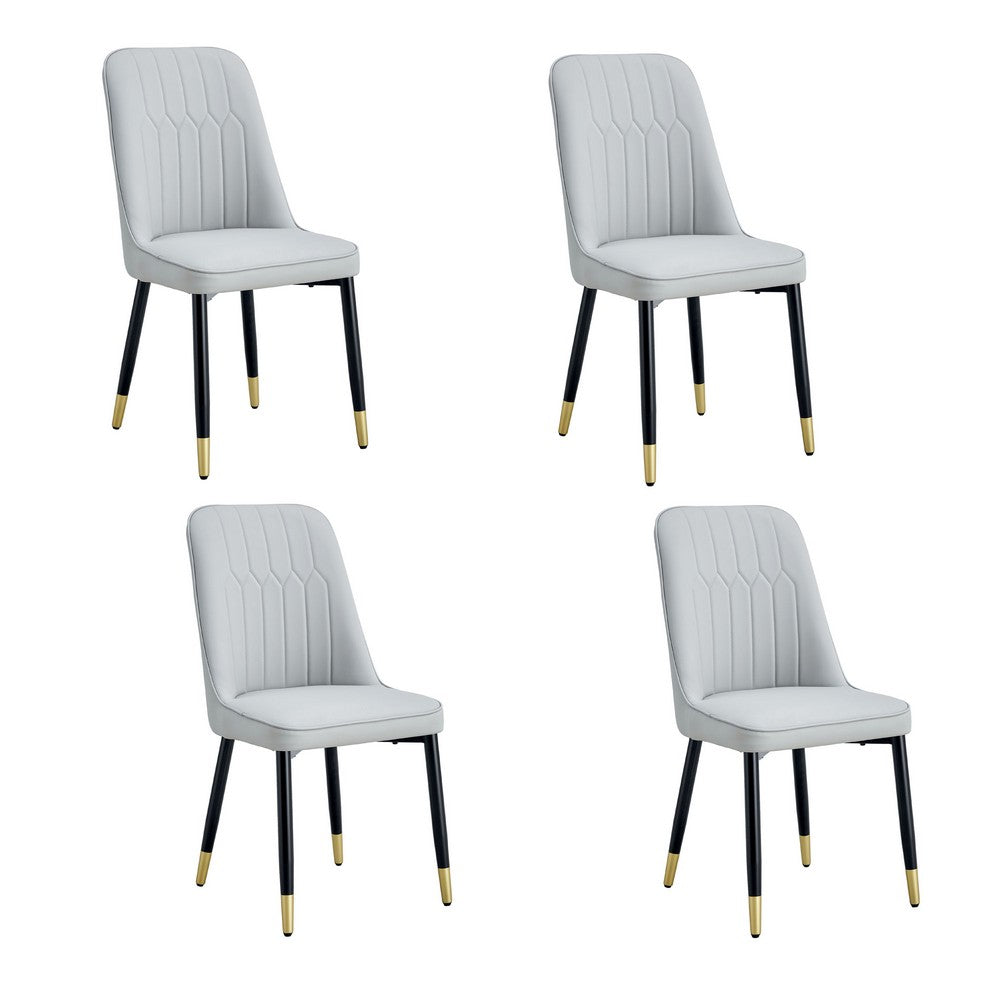Manie Dining Chairs | Black Metal | Set of 4 | Light Gray Faux Leather