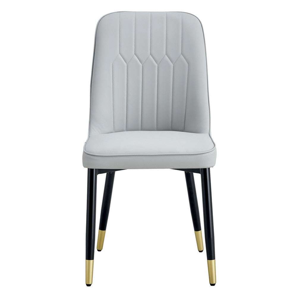 Manie Dining Chairs | Black Metal | Set of 4 | Light Gray Faux Leather