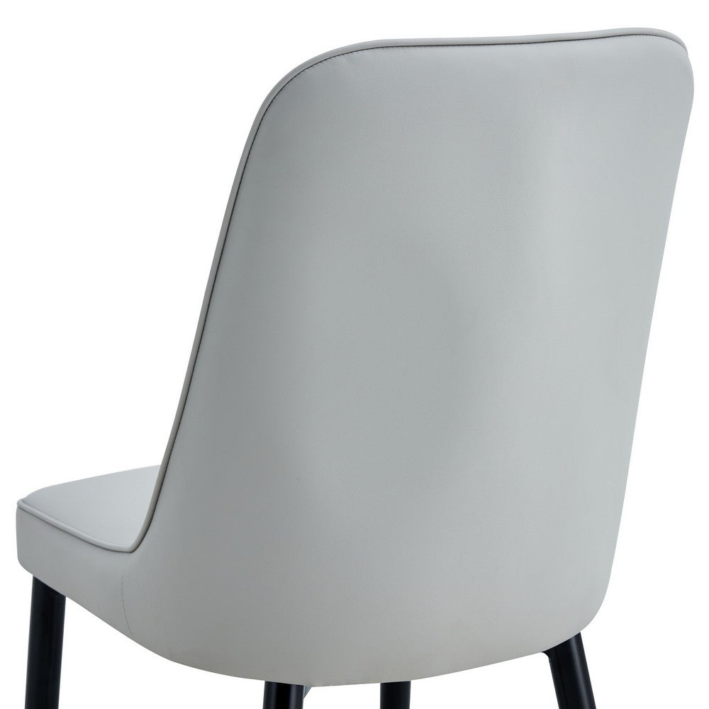 Manie Dining Chairs | Black Metal | Set of 4 | Light Gray Faux Leather