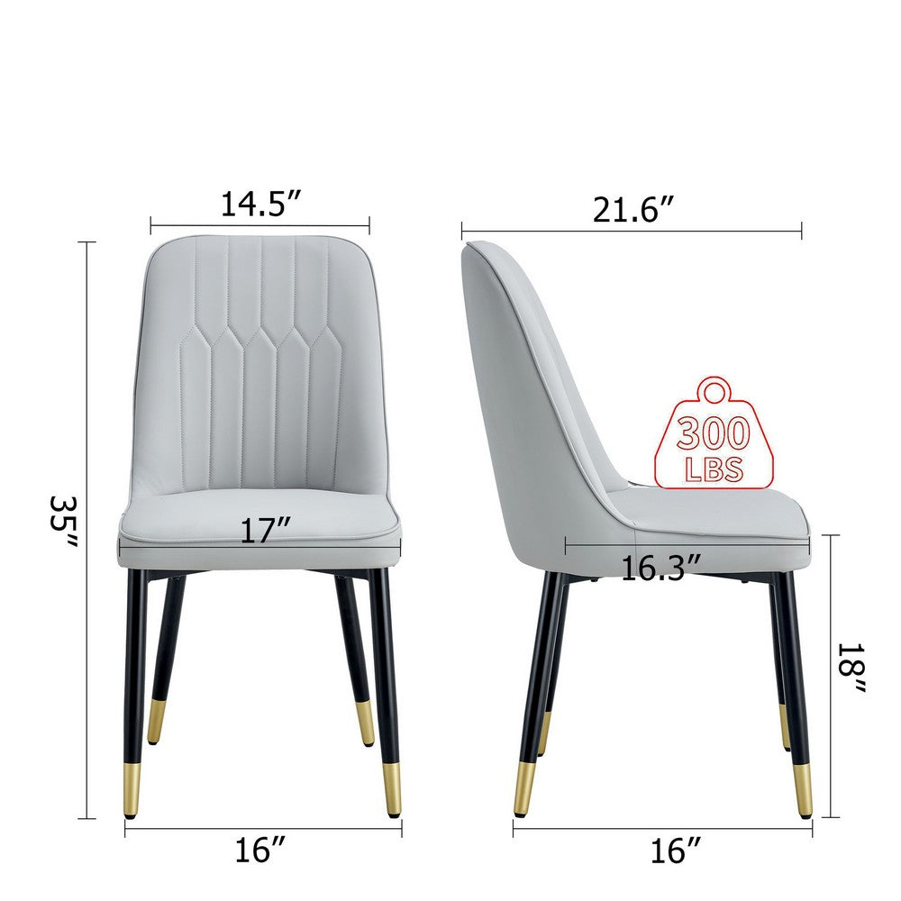 Manie Dining Chairs | Black Metal | Set of 4 | Light Gray Faux Leather