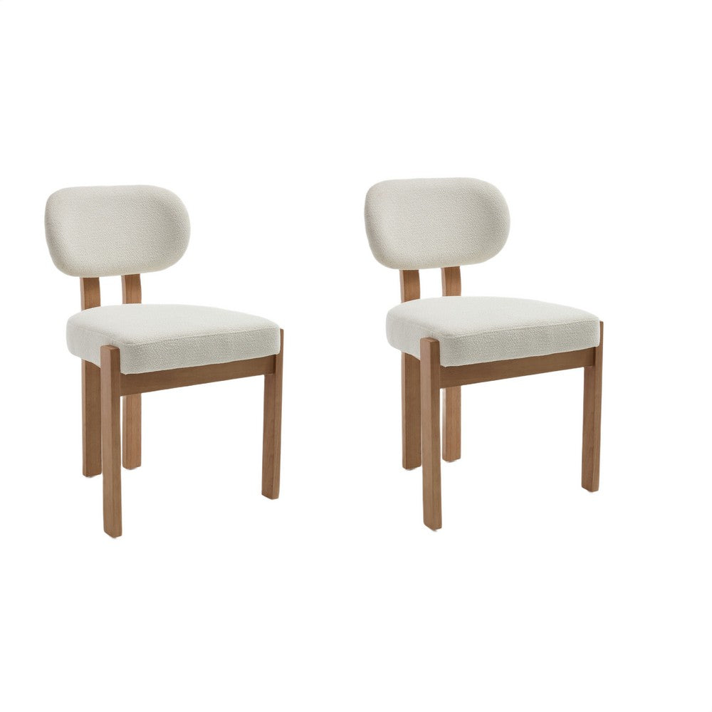 Zelda Dining Chairs | Set of 2 | Brown Rubberwood Frame | Beige Fabric