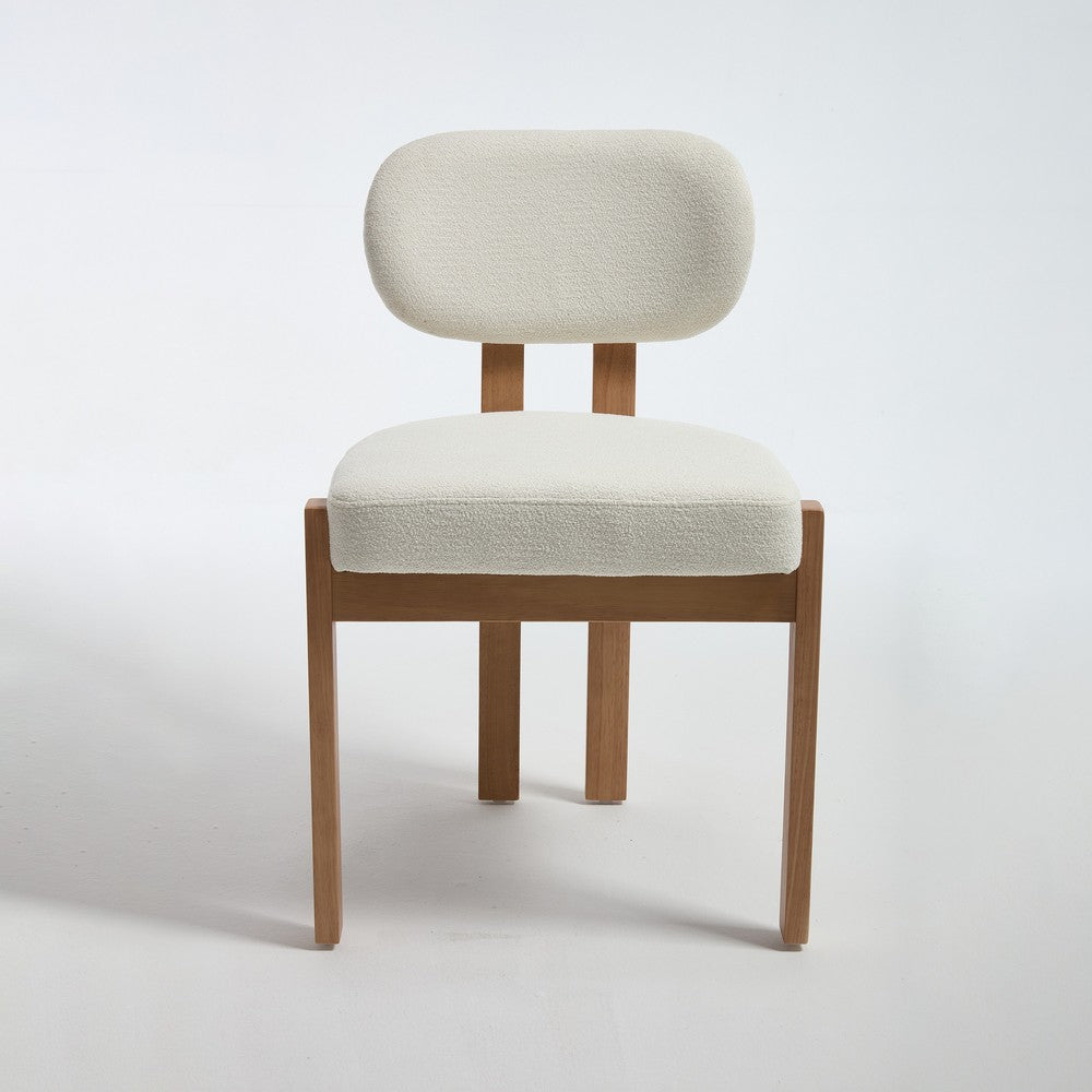 Zelda Dining Chairs | Set of 2 | Brown Rubberwood Frame | Beige Fabric