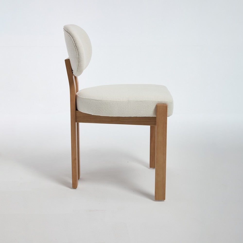 Zelda Dining Chairs | Set of 2 | Brown Rubberwood Frame | Beige Fabric