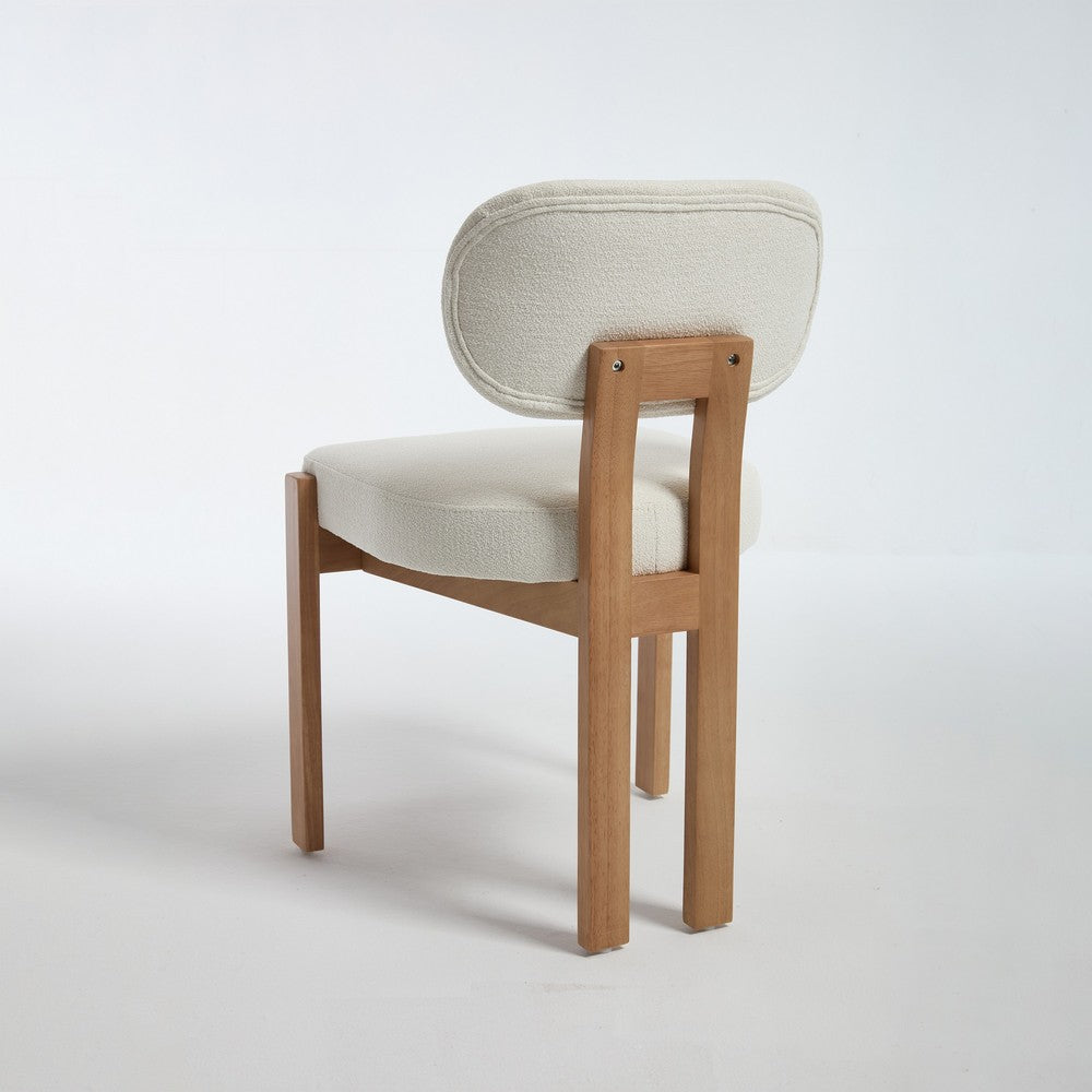 Zelda Dining Chairs | Set of 2 | Brown Rubberwood Frame | Beige Fabric
