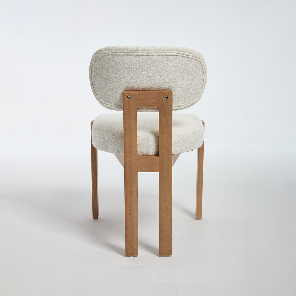 Zelda Dining Chairs | Set of 2 | Brown Rubberwood Frame | Beige Fabric
