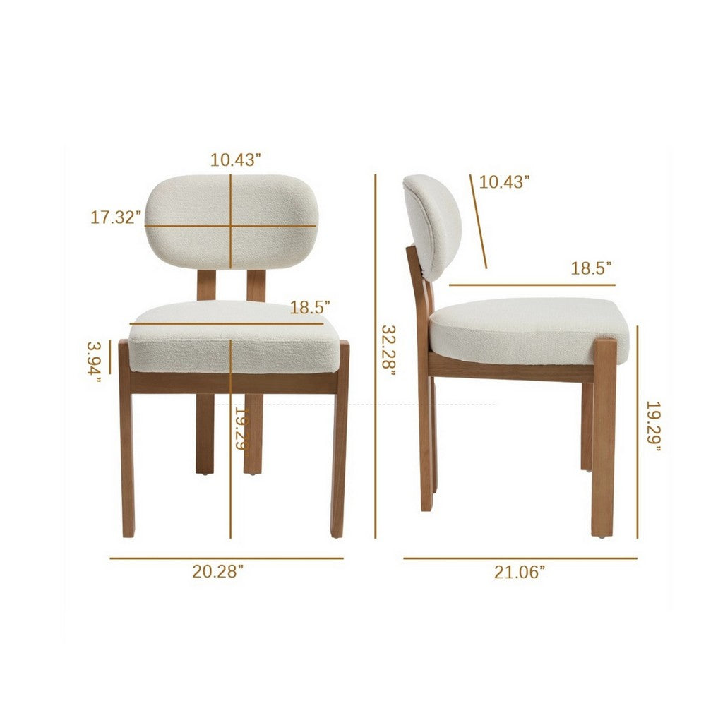 Zelda Dining Chairs | Set of 2 | Brown Rubberwood Frame | Beige Fabric