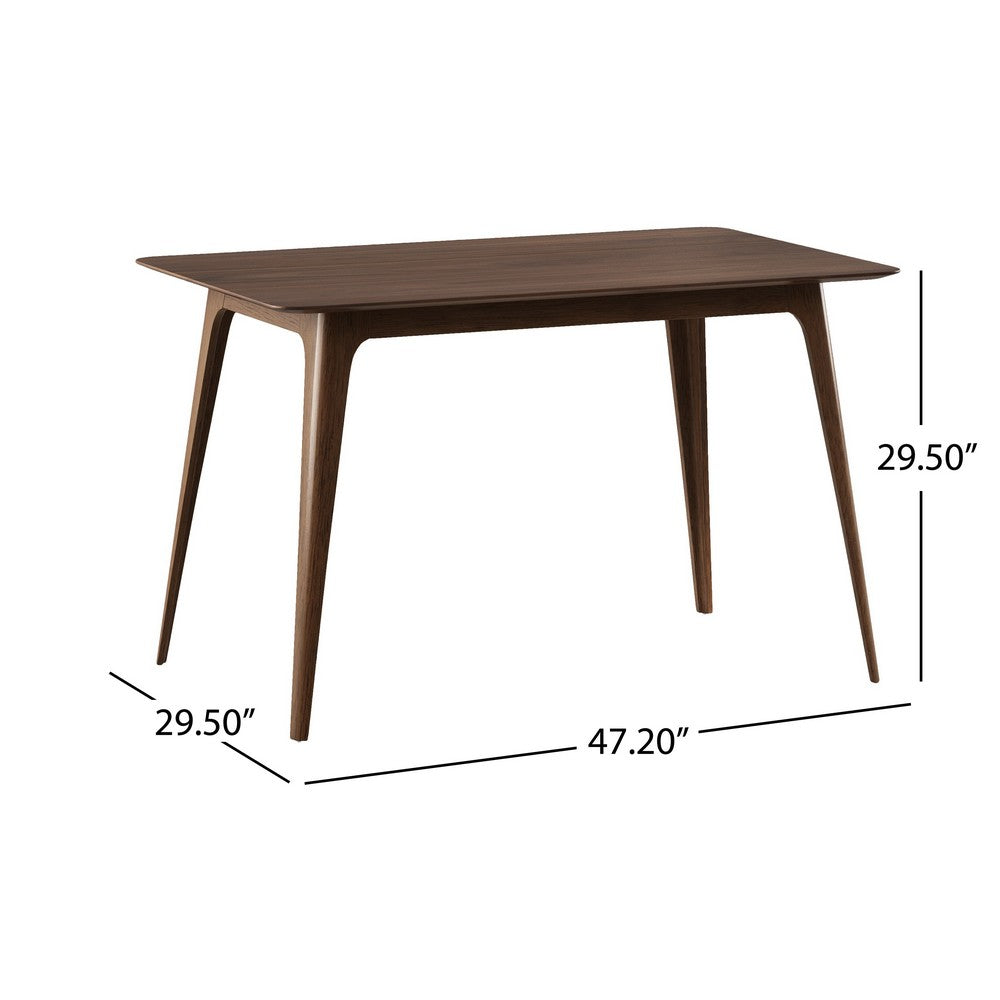 Tyler Modern Dining Table | Slayed Solid Wood Legs | Walnut Brown 47"