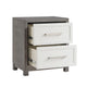 Jerry Nightstand with 2 Dovetail Storage Drawers | Ivory-Gray Wood
