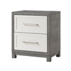 Jerry Nightstand with 2 Dovetail Storage Drawers | Ivory-Gray Wood