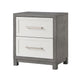 Jerry Nightstand with 2 Dovetail Storage Drawers | Ivory-Gray Wood