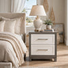 Jerry Nightstand with 2 Dovetail Storage Drawers | Ivory-Gray Wood