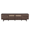 TV Media Cabinet | 4 Doors | 2 Drawers | Rattan Accents | Dark Brown 77"