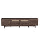 TV Media Cabinet | 4 Doors | 2 Drawers | Rattan Accents | Dark Brown 77"