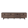TV Media Cabinet | 4 Doors | 2 Drawers | Rattan Accents | Dark Brown 77"