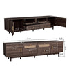 TV Media Cabinet | 4 Doors | 2 Drawers | Rattan Accents | Dark Brown 77"