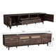 TV Media Cabinet | 4 Doors | 2 Drawers | Rattan Accents | Dark Brown 77"
