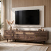 TV Media Cabinet | 4 Doors | 2 Drawers | Rattan Accents | Dark Brown 77"