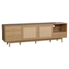 TV Media Cabinet | 2 Rattan Doors | 3 Drawers | 1 Shelf | Natural Brown 77"