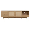 TV Media Cabinet | 2 Rattan Doors | 3 Drawers | 1 Shelf | Natural Brown 77"