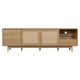 TV Media Cabinet | 2 Rattan Doors | 3 Drawers | 1 Shelf | Natural Brown 77"