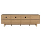 TV Media Cabinet | 2 Rattan Doors | 3 Drawers | 1 Shelf | Natural Brown 77"