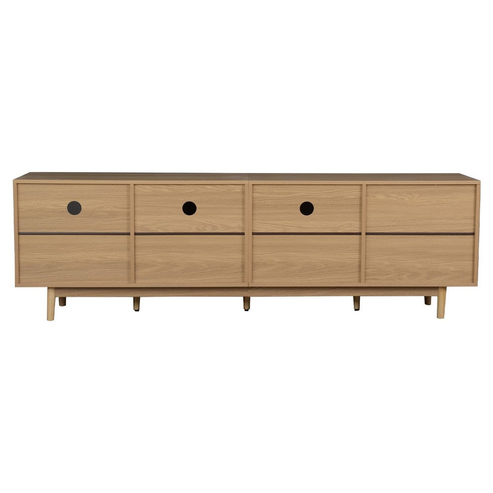 TV Media Cabinet | 2 Rattan Doors | 3 Drawers | 1 Shelf | Natural Brown 77"