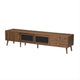 TV Media Cabinet | Glass Sliding Doors | 2 Drawers | Natural Brown | 77"