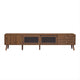 TV Media Cabinet | Glass Sliding Doors | 2 Drawers | Natural Brown | 77"