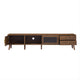 TV Media Cabinet | Glass Sliding Doors | 2 Drawers | Natural Brown | 77"