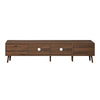 TV Media Cabinet | Glass Sliding Doors | 2 Drawers | Natural Brown | 77"