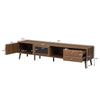 TV Media Cabinet | Glass Sliding Doors | 2 Drawers | Natural Brown | 77"