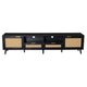 Yumi TV Media Cabinet | 2 Rattan Doors w Drawers | 2 Shelves | Black 79"