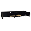 Yumi TV Media Cabinet | 2 Rattan Doors w Drawers | 2 Shelves | Black 79"