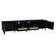 Yumi TV Media Cabinet | 2 Rattan Doors w Drawers | 2 Shelves | Black 79"