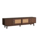 TV Media Cabinet | Rattan Sliding Doors | 2 Drawers | Dark Brown 71"