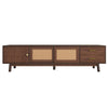 TV Media Cabinet | Rattan Sliding Doors | 2 Drawers | Dark Brown 71"