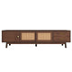 TV Media Cabinet | Rattan Sliding Doors | 2 Drawers | Dark Brown 71"