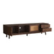 TV Media Cabinet | Rattan Sliding Doors | 2 Drawers | Dark Brown 71"