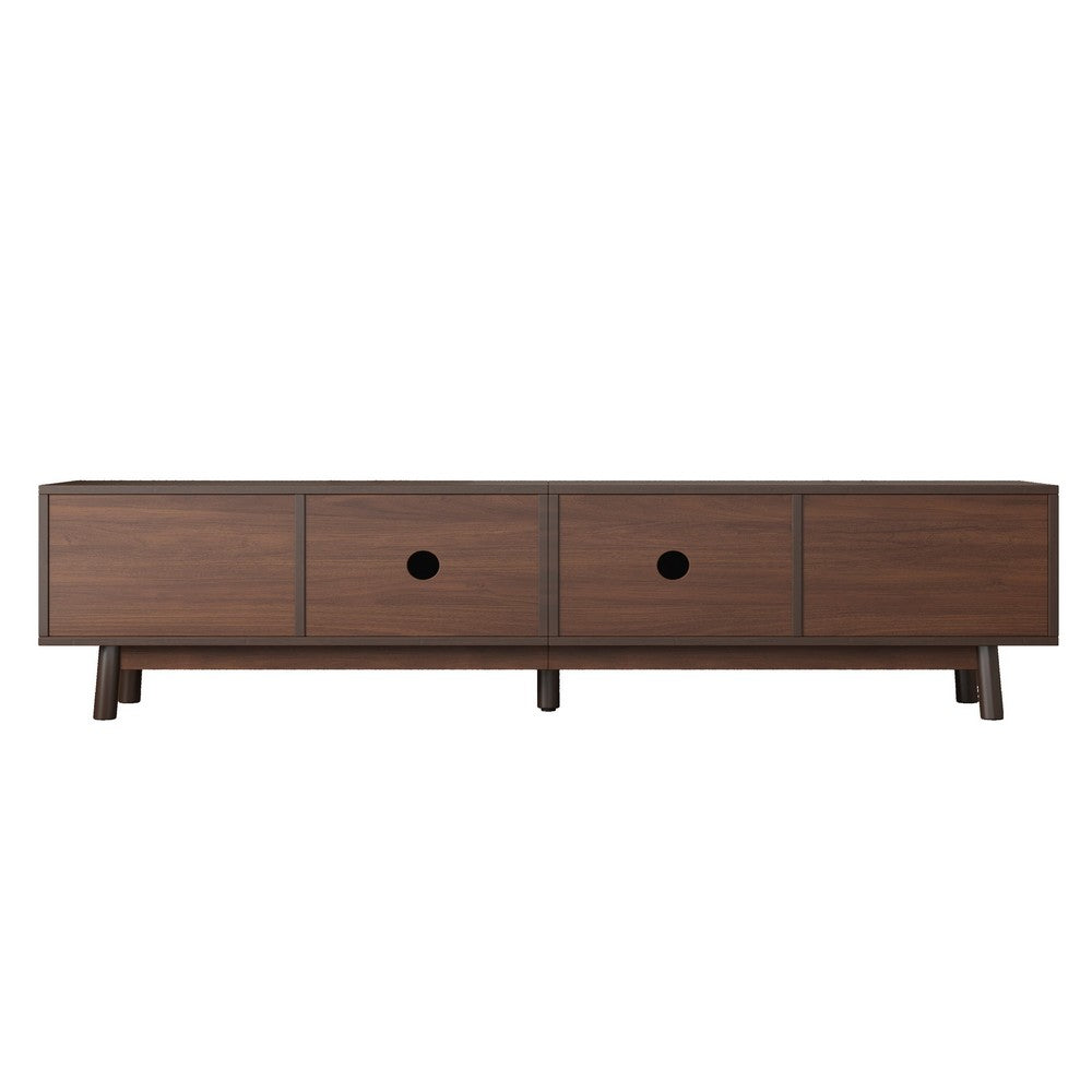 TV Media Cabinet | Rattan Sliding Doors | 2 Drawers | Dark Brown 71"