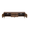TV Media Cabinet | 2 Doors | Vertical Ribbed Drawers | Walnut Brown 71"