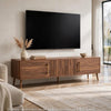 TV Media Cabinet | 2 Doors | Vertical Ribbed Drawers | Walnut Brown 71"