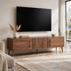 TV Media Cabinet | 2 Doors | Vertical Ribbed Drawers | Walnut Brown 71"