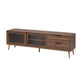 TV Media Cabinet | Fluted Glass Doors | 2 Drawers | Walnut Brown 71"