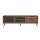 TV Media Cabinet | Fluted Glass Doors | 2 Drawers | Walnut Brown 71"