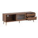 TV Media Cabinet | Fluted Glass Doors | 2 Drawers | Walnut Brown 71"